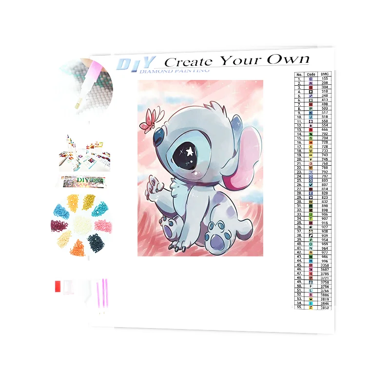 Cute Dog Mosaic Home Decor China Supplier Art Special DIY 5D  Cartoon Lilo And Stitch Diamond Painting Kit for kids Gifts