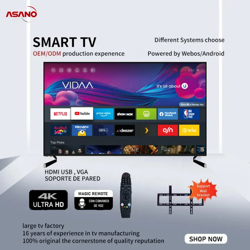 40DN4 Wholesale 4K Led Tv Smart television With Remote Control Tv 40 Inches ASANO Android TV
