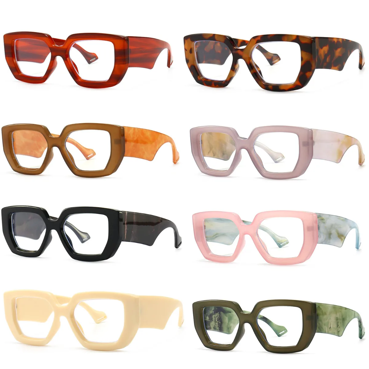 2022 Thick Optical Eyewear Glasses Frame vintage retro Blue Light Filter eyeglasses Polygonal personality optical glasses frame