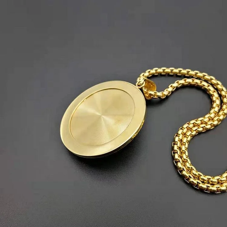 Stainless Steel Disc Gold Plated Hiphop Egyptian Jewelry Pyramid Pharaoh Pendant Necklace