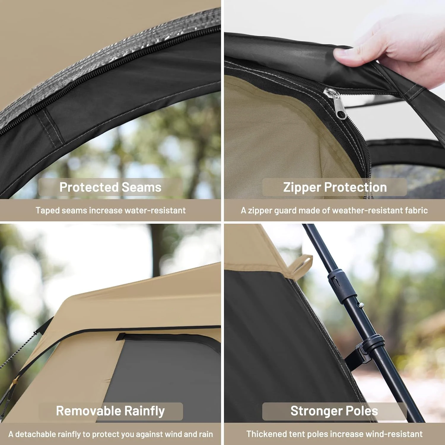 Instant Cabin Tent, 4 Person/6 Person Camping Tent Setup in 60 Seconds with Rainfly & Windproof Tent with Carry Bag