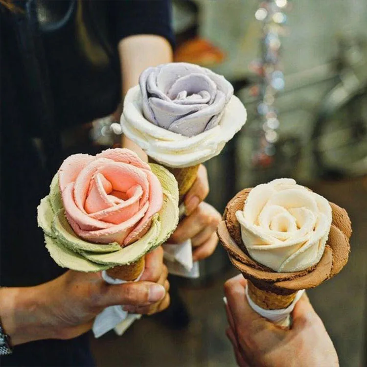 Пищевой ложка для мороженого из нержавеющей стали Роза ручной работы лед втиснуть шпатель