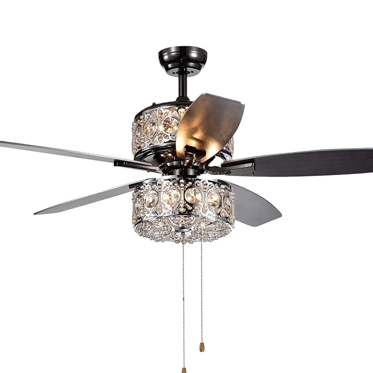 
Factory Price Wholesale Modern Style Decorative Crystal Contemporary Emergency Ceiling Fan with light 