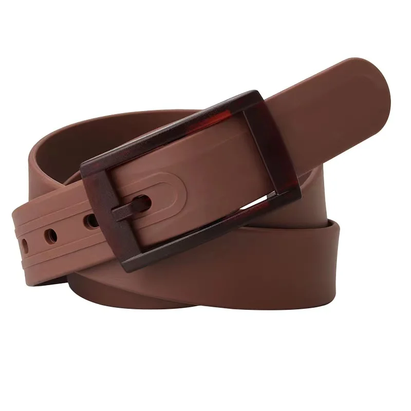 Ladies Belt Fashion TPE Silicone Belt Plastic Frosted Buckle No Metal Eco-Friendly Belt