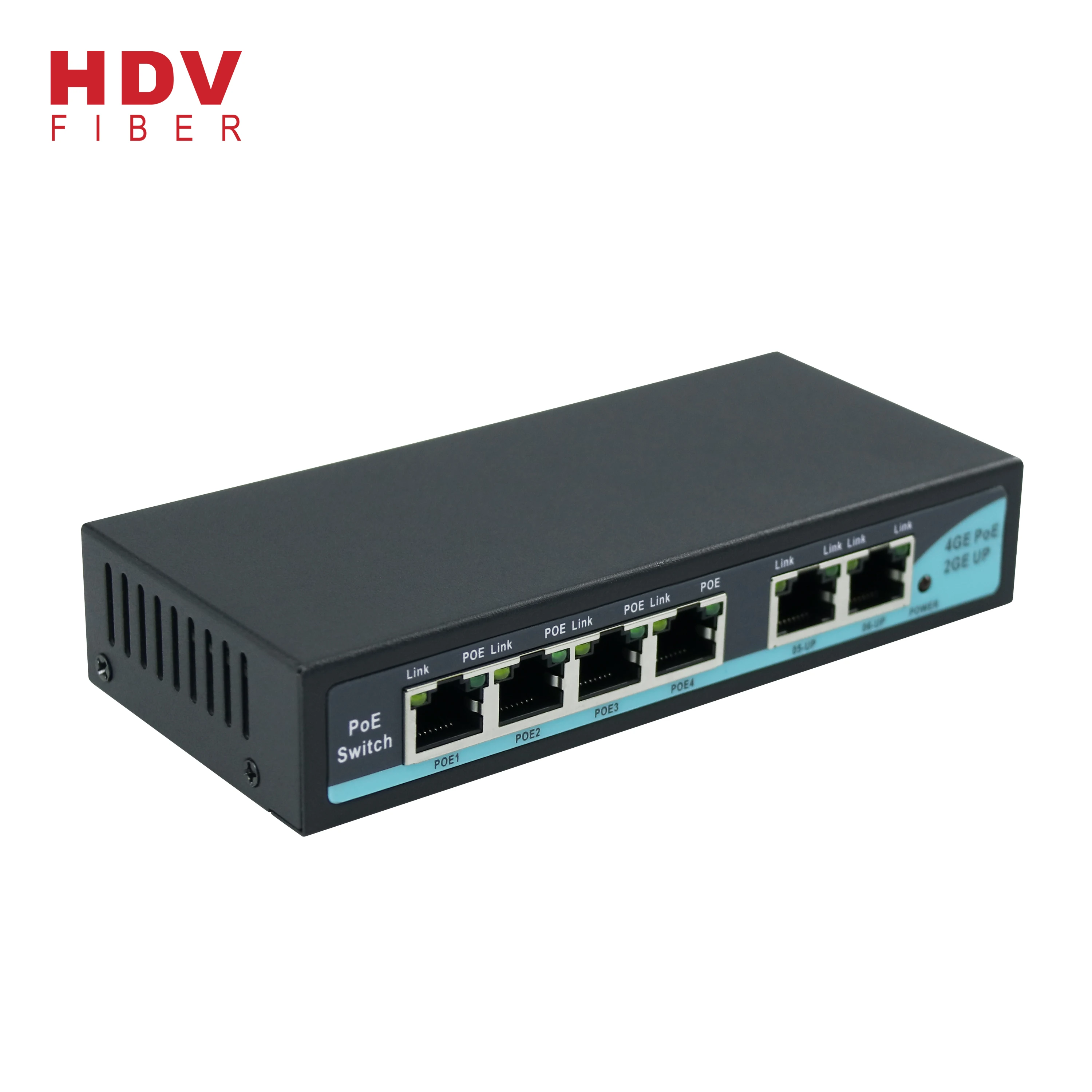 Fast Ethernet Network Equipment 6 Port Gigabit POE Network Switch Support IEEE 802.3af/at Output 52V