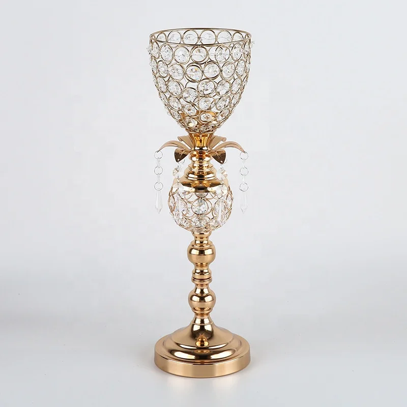 
Manufacturer wholesale cheap wedding table gold crystal center piece 