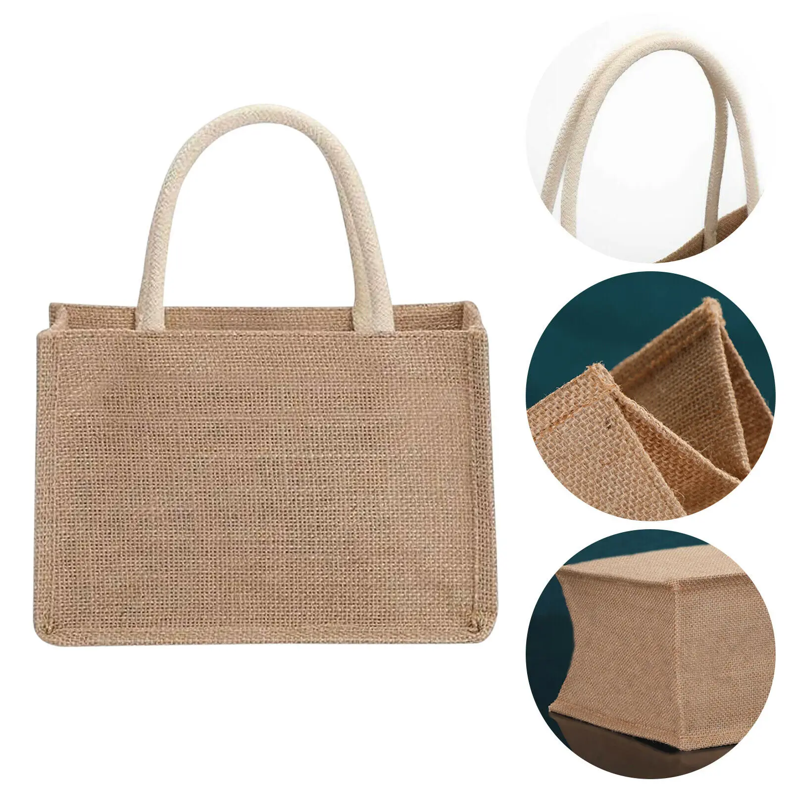 Custom Logo Eco Friendly Blank Beach Shopping Gift Burlap Jute Tote Bags With Handle