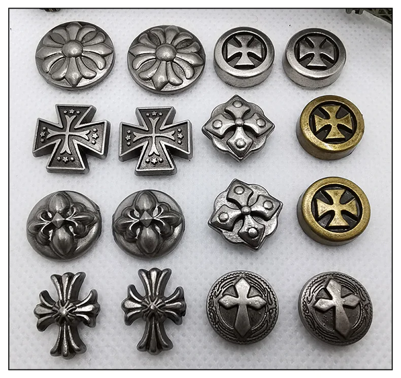 New Fancy Leather Cross Rivets Round Rapid Rivet Studs for Bags Belts Bracelets Decoration