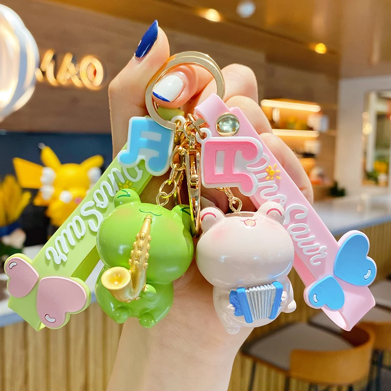 BaiMao original design happy frog pendant key chain bag purse pendant decor cute cartoon car keychain