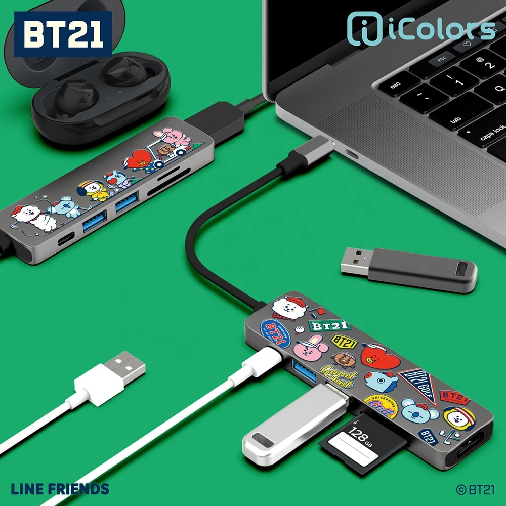 BT21 docking station TYPE-C extender BT21 case notebook universal six-in-one split line card reader converter