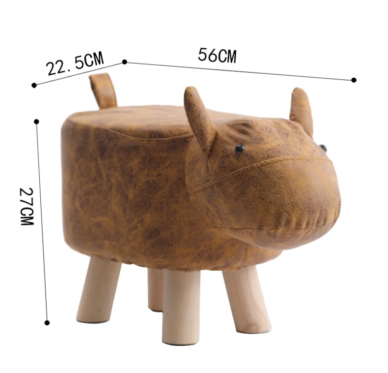 Wood Dog Children Footstool Pouf Kid Animal Ottomans Stools