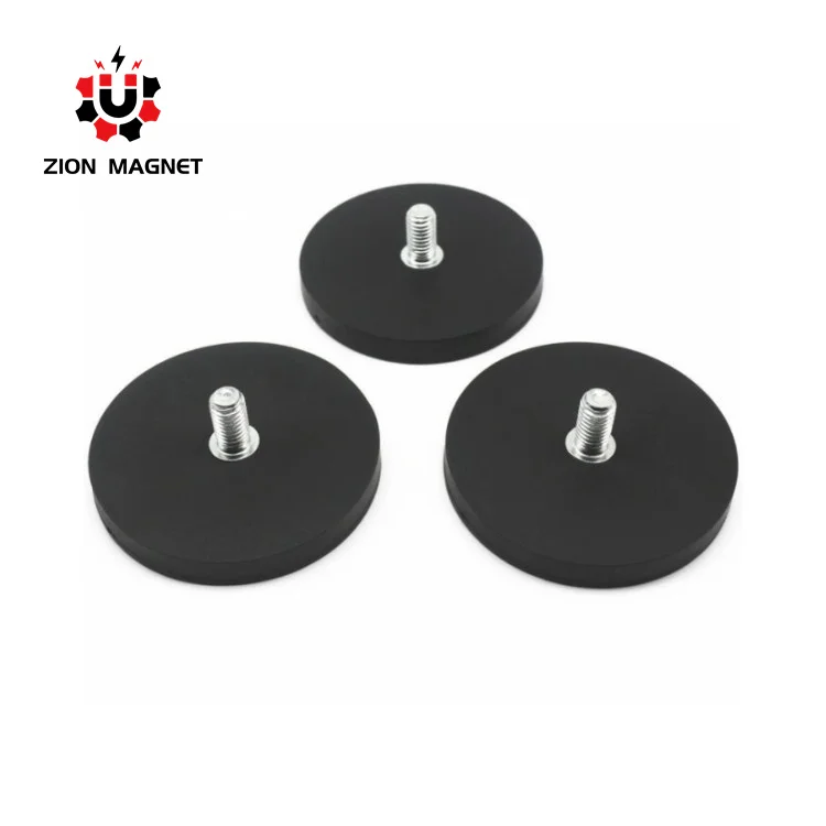 Wholesale Permanent Pot Magnetic Rare Earth Ndfeb With Rubber Coating With External Thread