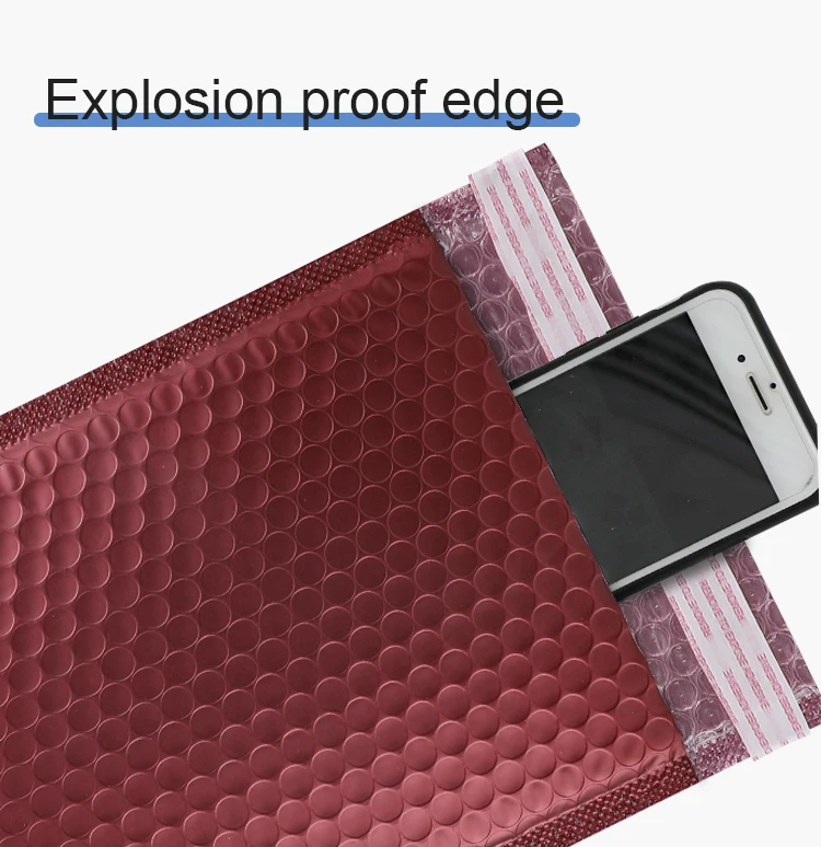 Eco-friendly Padded Envelopes Metallic Polymailer Shipping Packaging Mailer Bubble Red Wine Custom Bubble Mailer For Shipping