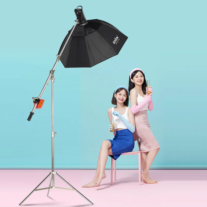 Photography stainless steel cantilever light stand professional studio flash bracket crossbar retractable heavy duty tripod