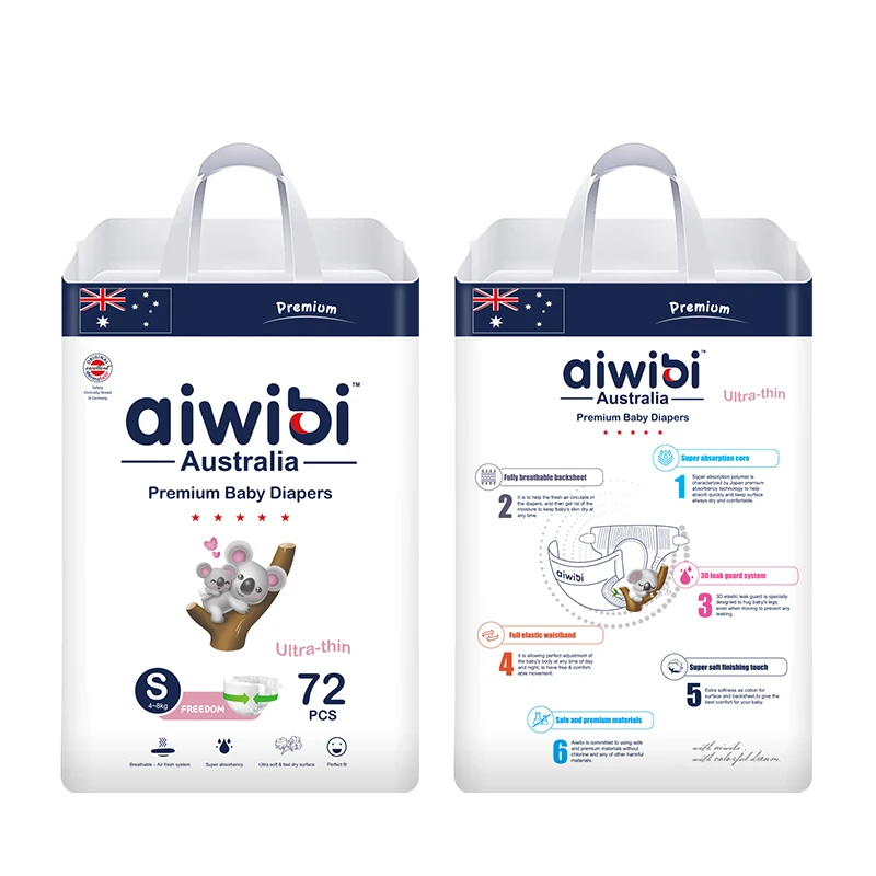 Australian Aiwibi  New Born Disposable Diapers High Quality Super Soft Thin Premium Diapers/Nappies With Tape