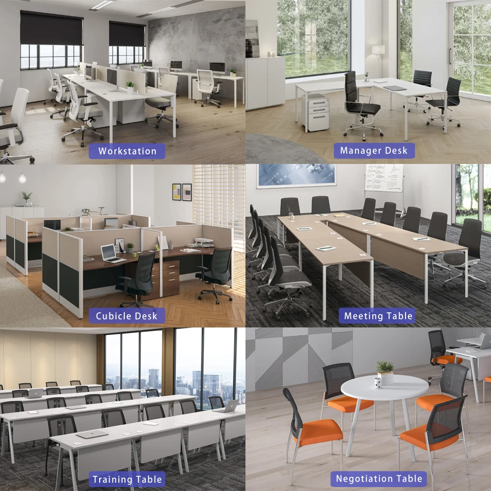 Ergonomics MDF office desk furniture computer table home office with transparent acrylic screen