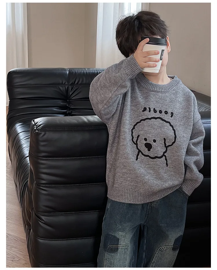 618 Christmas new year red child baby boy sweater infant toddler girls knitted shirt cute poppy warm clothing wholesale