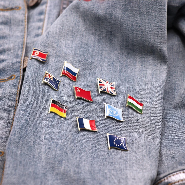 Custom Enamel Metal Lapel Pins National Souvenir Flag Badges in Brass Iron Zinc Alloy for Art Business Angel Decoration