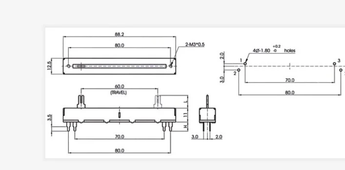 Wholesale amplifier mixer fader 75mm 88mm mono B10K sliding push-pull potentiometer