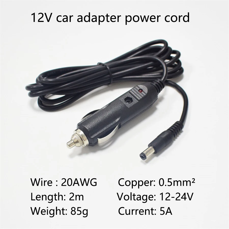 12V24V автомобильный прикуриватель штекер к DC 5 5x2 1 мм разъем 5A Адаптер питания для вентилируемой подушки грузовик 6.6ft