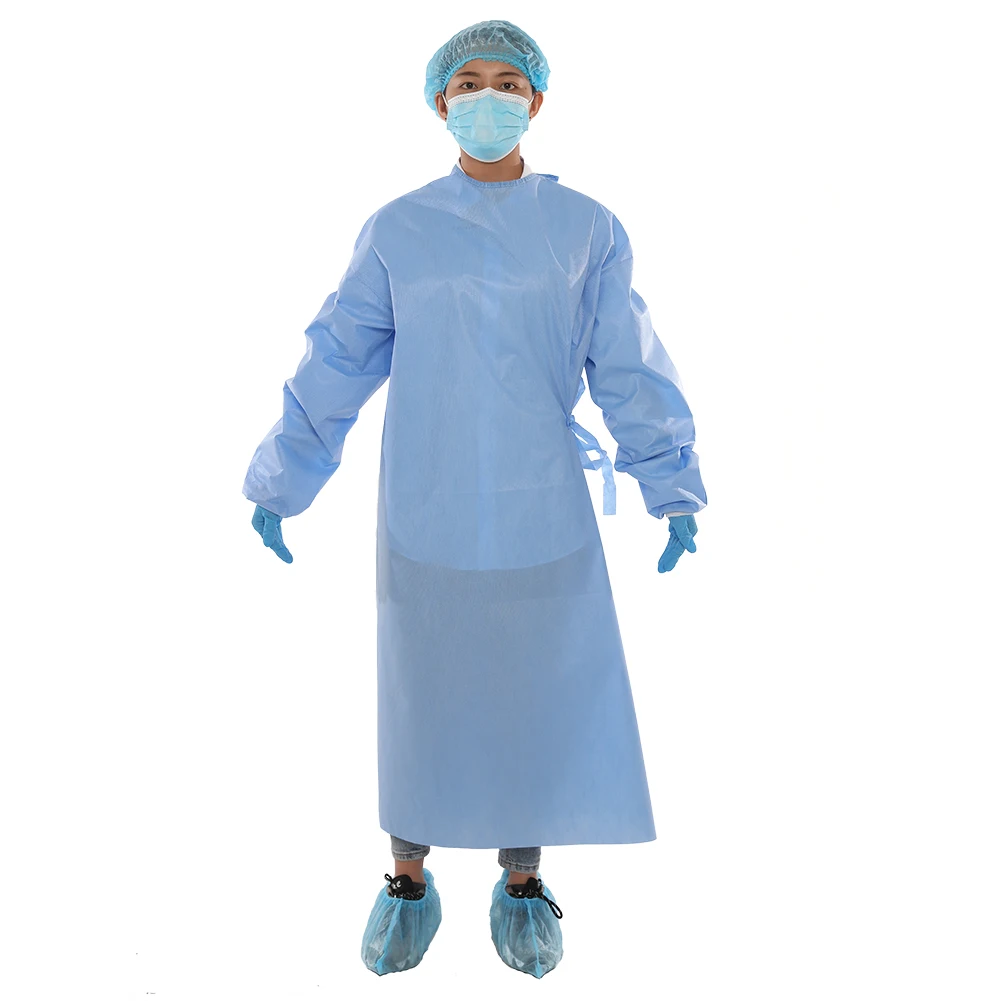 3A Medical AAMI Level 3 510K EN13795 Non Woven 43gsm SMS AS Disposable Blue ICU Sterile Surgical Isolation Gown Wholesale