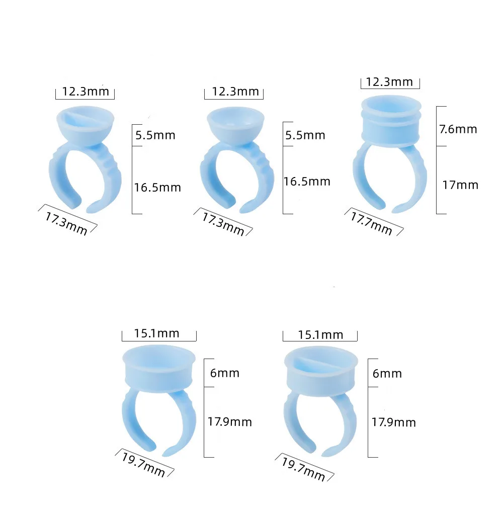micropigmentation Plastic Ring Shape Tattoo Ink Cups Cap,Disposable Split Glue Rings, Adhesive Pigment Holders
