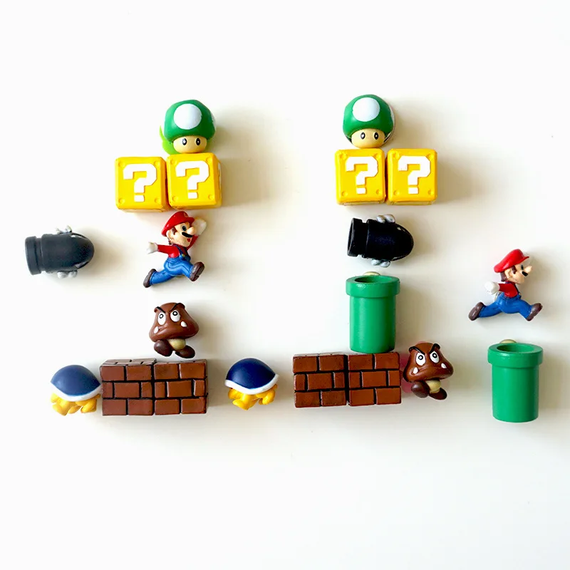 
Super Marie refrigerator stick magnet Korea 3D set of Mario decoration Japanese magnet creativity lovely 