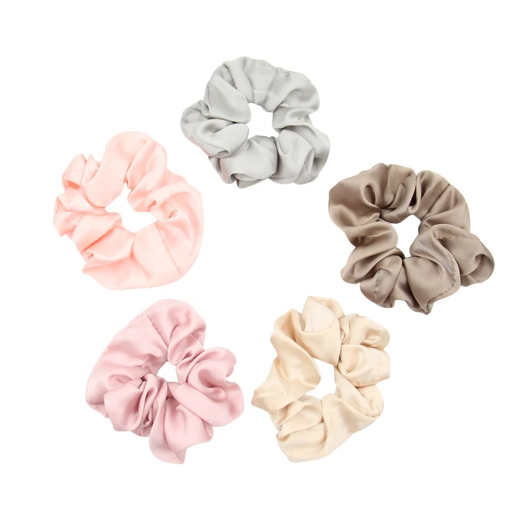 Wholesale Cheap Matt Satin Hair Scrunchies Different Colors Pastel Hair Ties Elastic Hair Bands Ponytail Holders For Girls