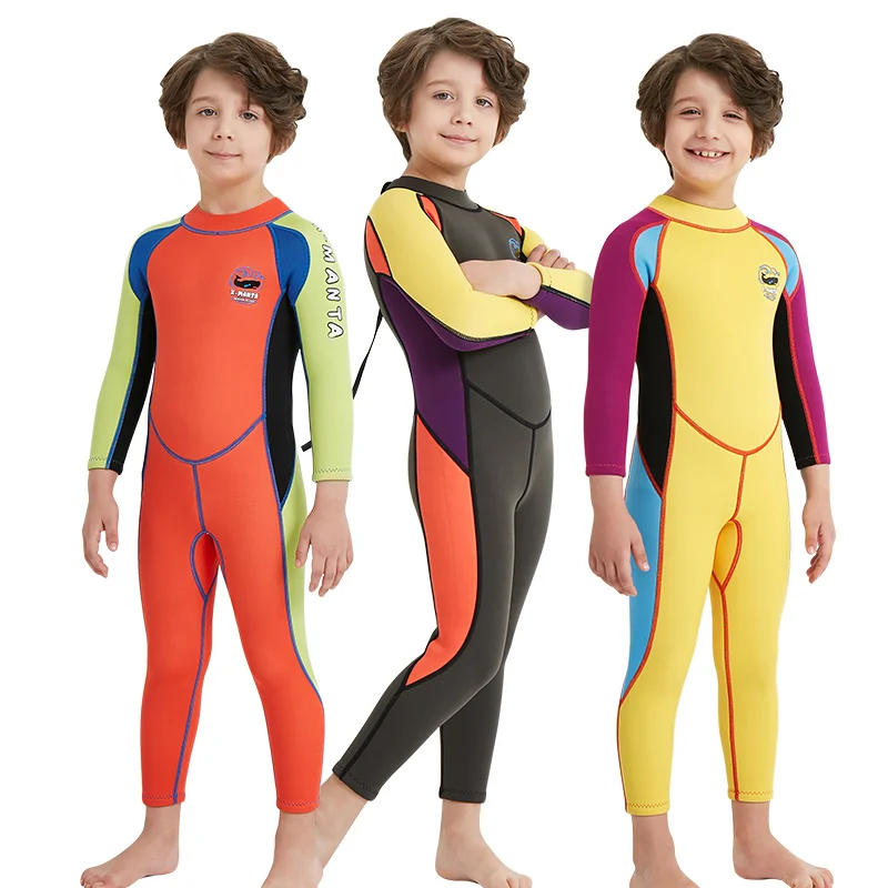 Wholesale Long Sleeve Keep Warm Surfing Swimming Wetsuit Neoprene Diving Suits  For Kid Children
