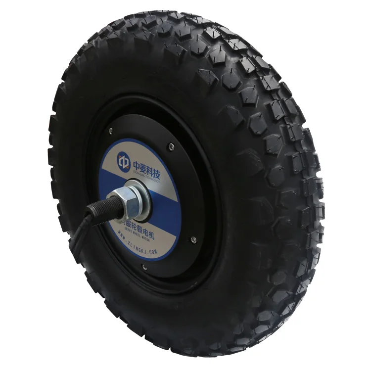 ZLTECH low noise 200RPM 15inch 48V 200kg load 4096 magnetic encoder brushless electric wheel dc servo hub motor for AGV robot