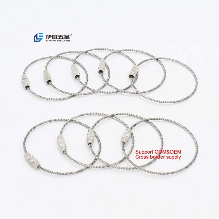 Прочный кабельный провод из нержавеющей стали, ключевая цепь, застежка, винт, фиксирующий брелок, багажная бирка