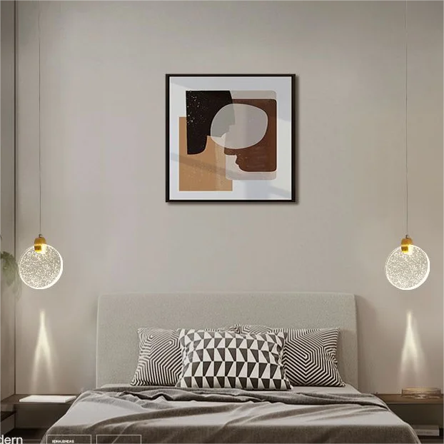 Elegant personality bedroom bedside crystal pendant lamp creative water drop living room background wall pendant light