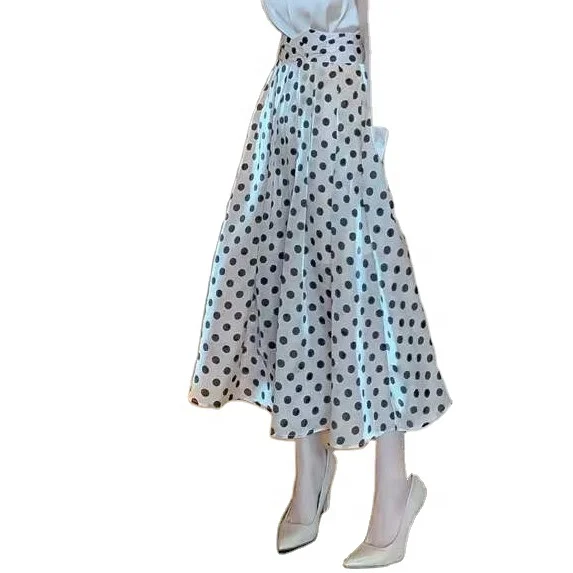 Faldas Para Mujeres Plus Size Polka Dot The Maxi Satin Dance Modest Elegant Skirt Women A Line Skirts