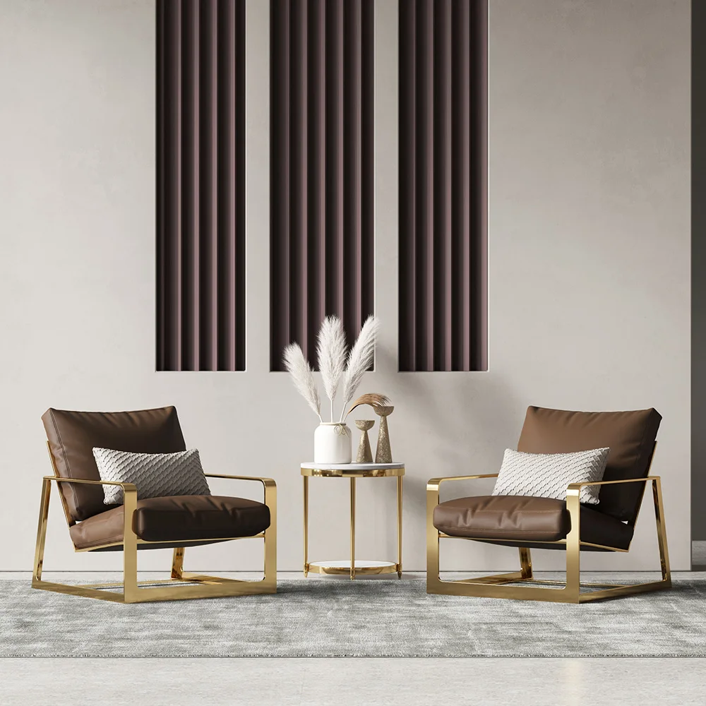 Luxury Custom Fabric Leather Single Leisure Chair Sofa Modern Living Room Chair Comfortable Soft Leather Chair Armchair