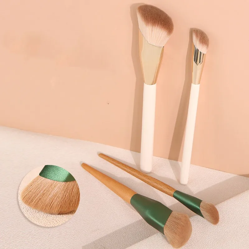 DIAS Wholesale Logo Cosmetics Concealer Beauty Wooden Synthetic White Vegan Private Label Single Makeup Brush Foundation Brush