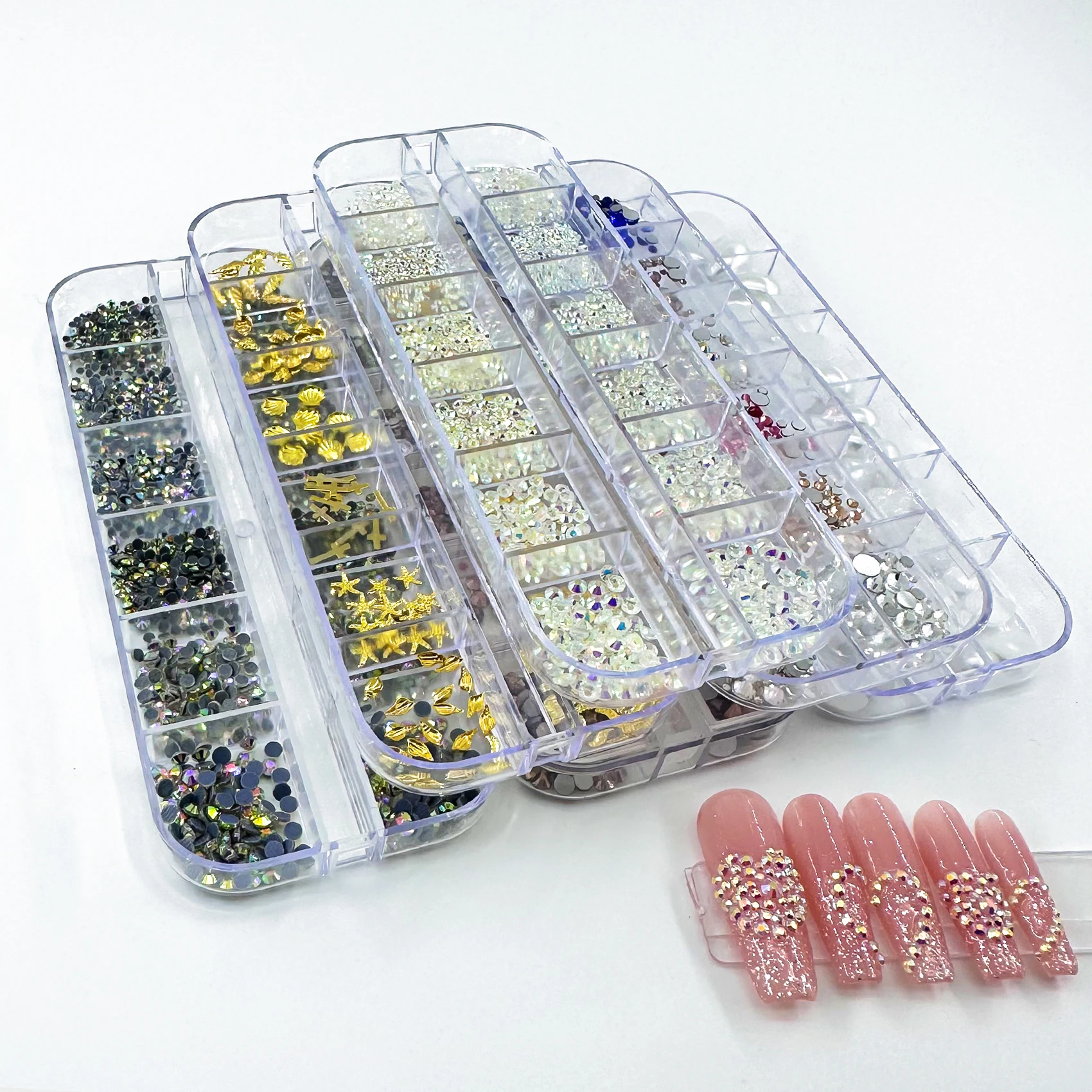 Hight Quality Multi Shape Glass Crystal Stone Decoration Design Flatback Nail Art Fancy Rhinestone Set Kit