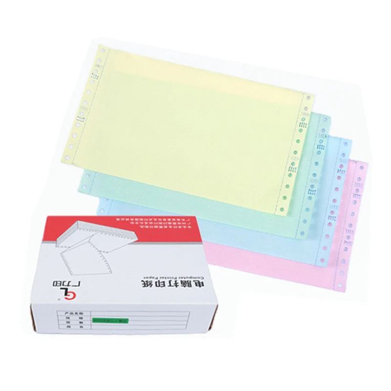 A Grade NCR Multi Color Carbonless 8 1/2 x 11 in 21.3 lb Bond Precollated 2 3 4 Part Sheet Copy Paper for Laser Ink Jet Printer
