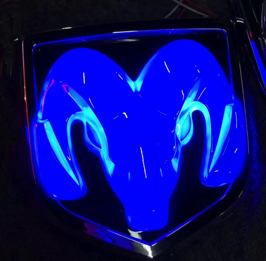Head Blue/Red/White LED Light Rear Tailgate Emblem for Ram 1500 2500 3500
