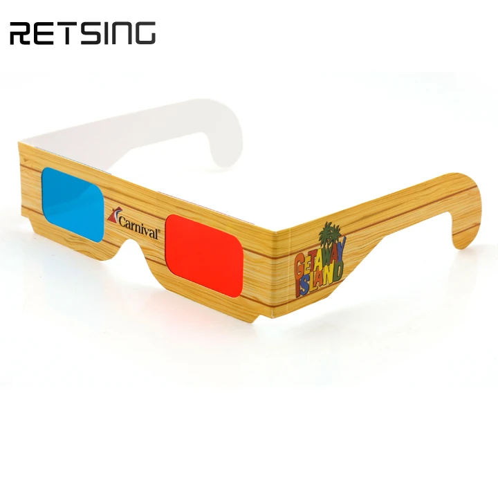 Customized Printing Red Cyan Anaglyph 3D Paper Eye Glasses Red Blue 3D Cardboard Glasses