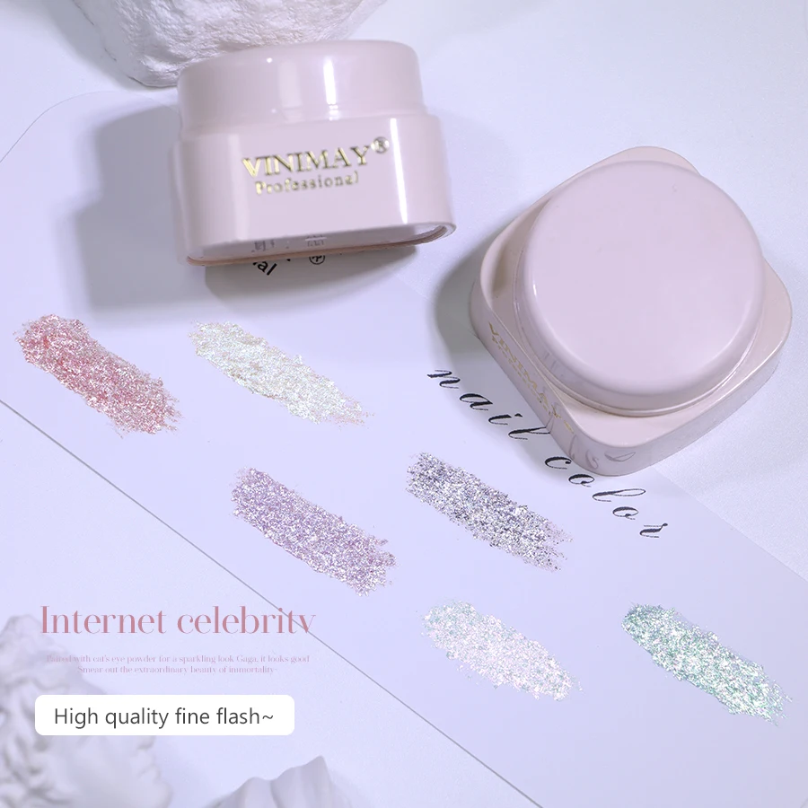 Vinimay High Quality 12 Colors Eairy Powder Cream Glitter UV Gel Nail Polish 5ml for Beauty & Nail Art Painting
