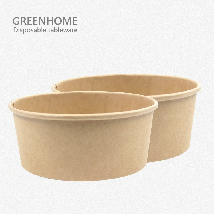 Custom logo printing ECO-friendly compostWholesale High Quality Takeaway  32oz brown paper bowl leak proof for dinner