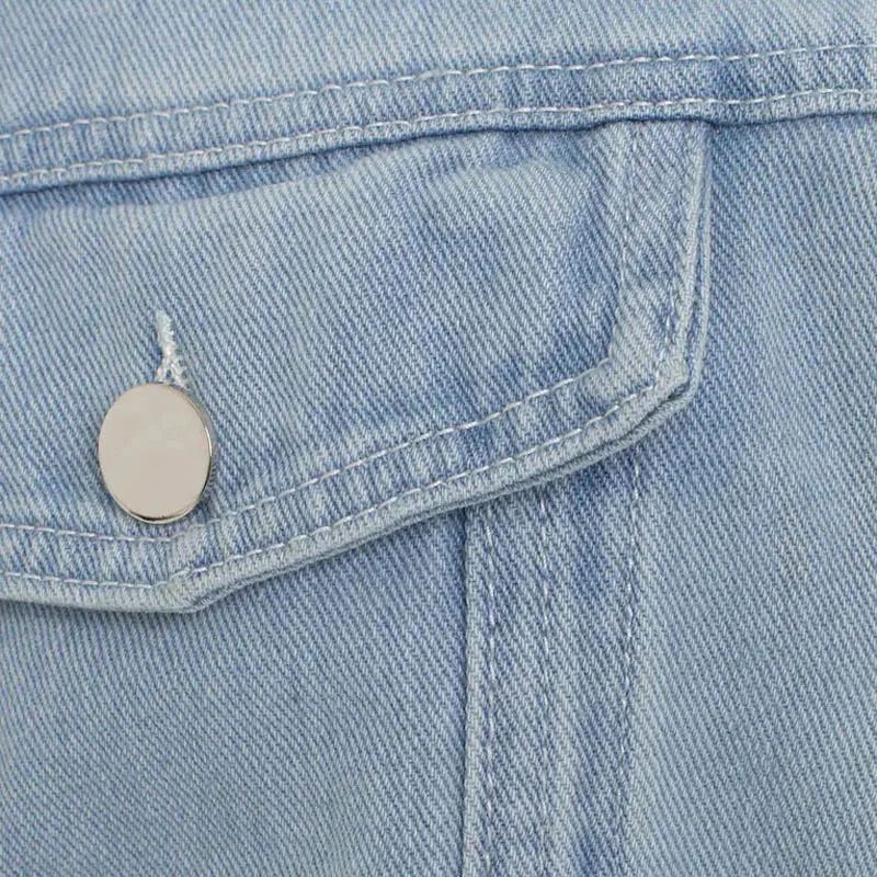 2023 fashion Women casual long sleeve side pockets lapel mini denim dress