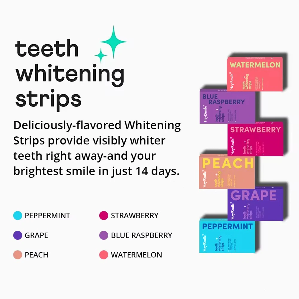 heysmile Oral Hygiene Non Peroxide PAP Fruit Flavor Dental Bleaching Tooth Strip Whitening Teeth Home Whitening Strips