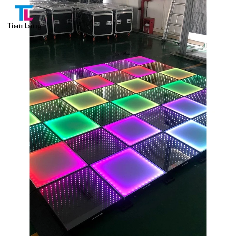 Romantic 50*50 cm digital 3D golden led mirror dancing floor for wedding stage disco dj