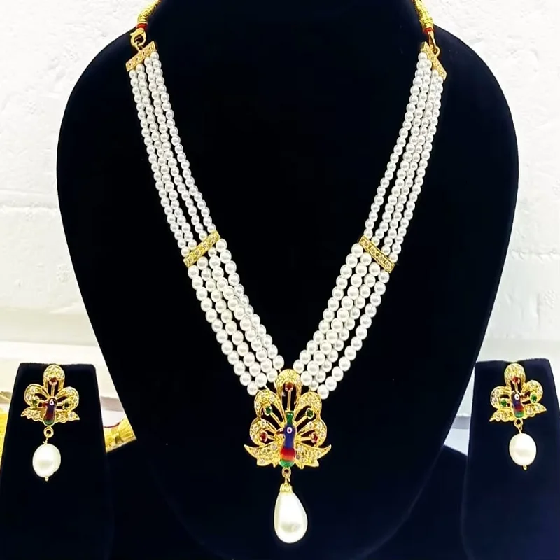 Luxury Bridal Wedding Jewelry Set Zircon Heavy Necklace Drop Earrings Bracelet Ring with Pearl Flower Pattern for Women & Gifts