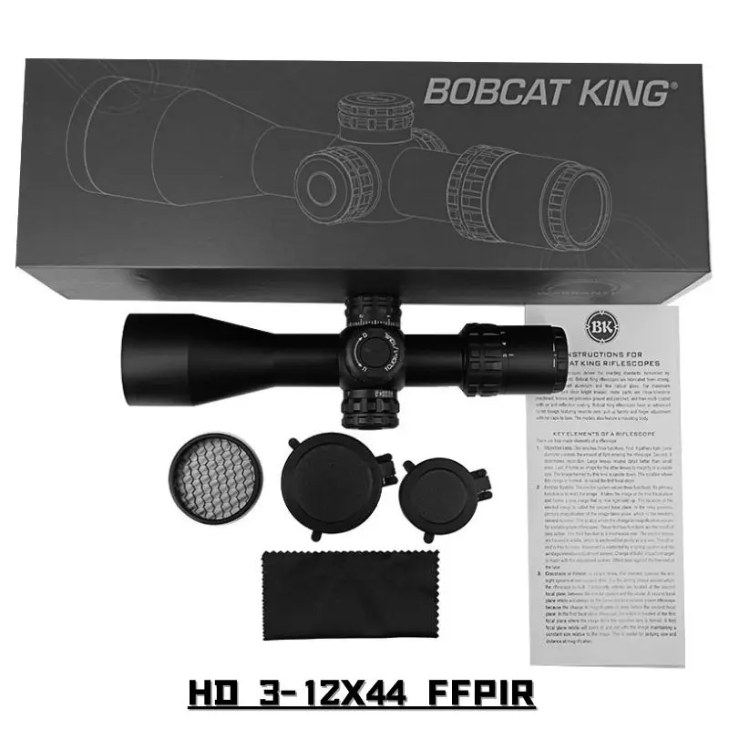 Bobcat King HD 3-12X44 FFPIR  First Focal Plane Tactical Hunting Optical Scope Waterproof Etched Glass Side Parallax Sight