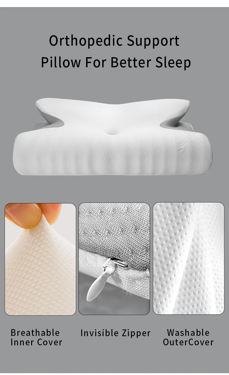 New RTS Bed Sleeping Contour Butterfly Shaped Side Sleeper Anti Snore Cervical Orthopedic Memory Foam Pillow