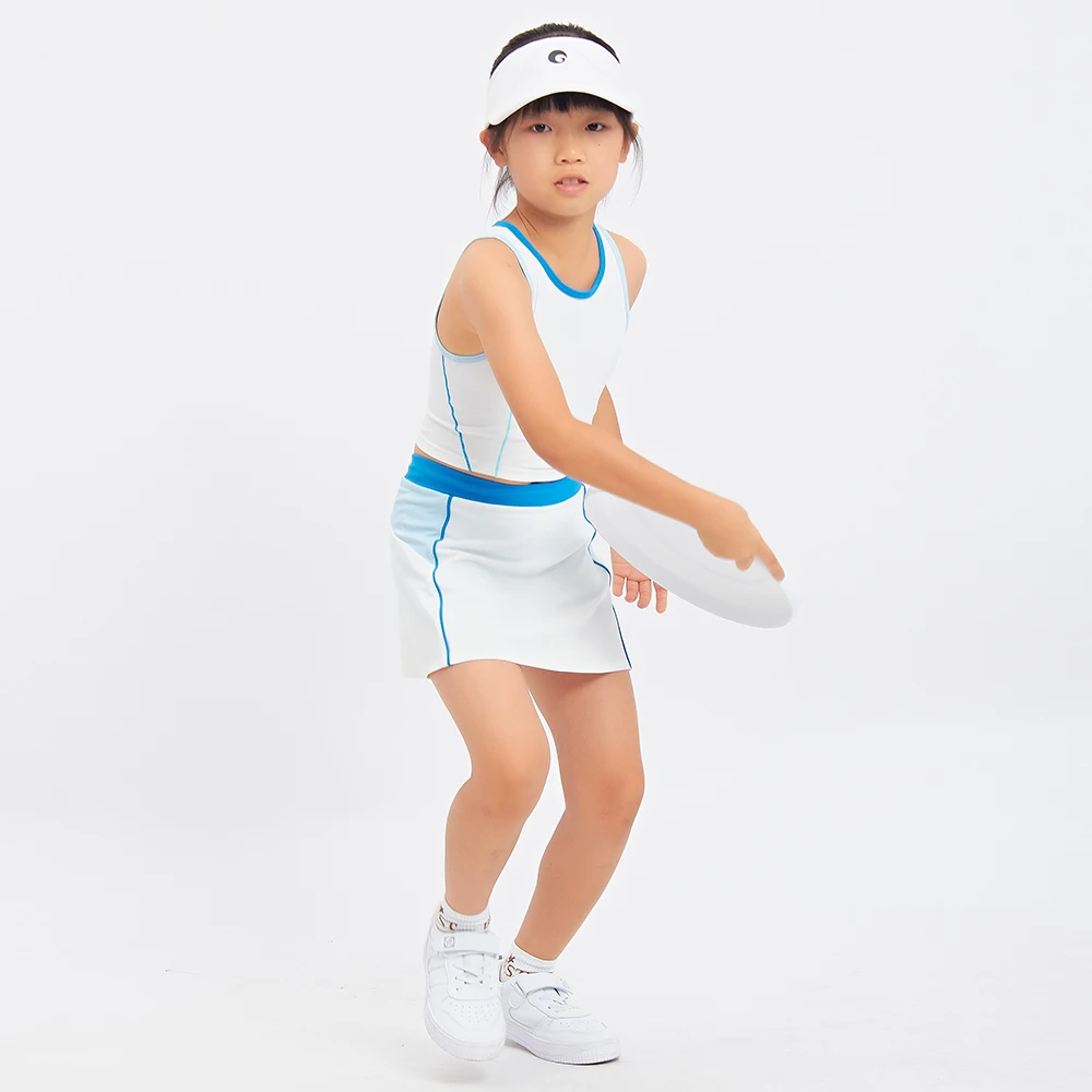 Быстросохнущее дышащее теннисное платье без рукавов для упражнений корейское Спортивное платье Детское теннисное платье с бюстгальтером и шортами
