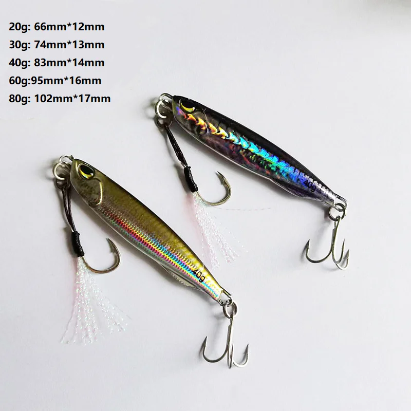 ZHUO RUN High Quality 20g 30g 40g 60g 80g Shore Casting Jig Lure Slow Pitch Jigging Metal Fishing Jigs