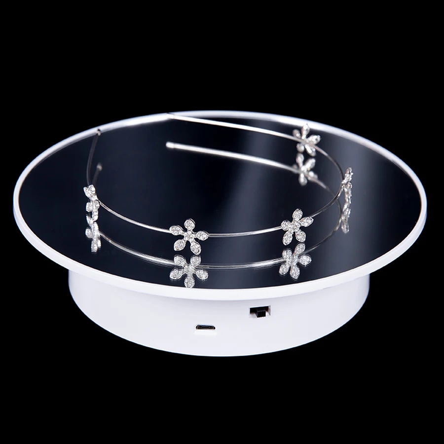 Battery/USB Motorized Rotating Display Stand 20cm 360 Degree Electric Rotating Turntable for Photography Jewelry Wigs Display